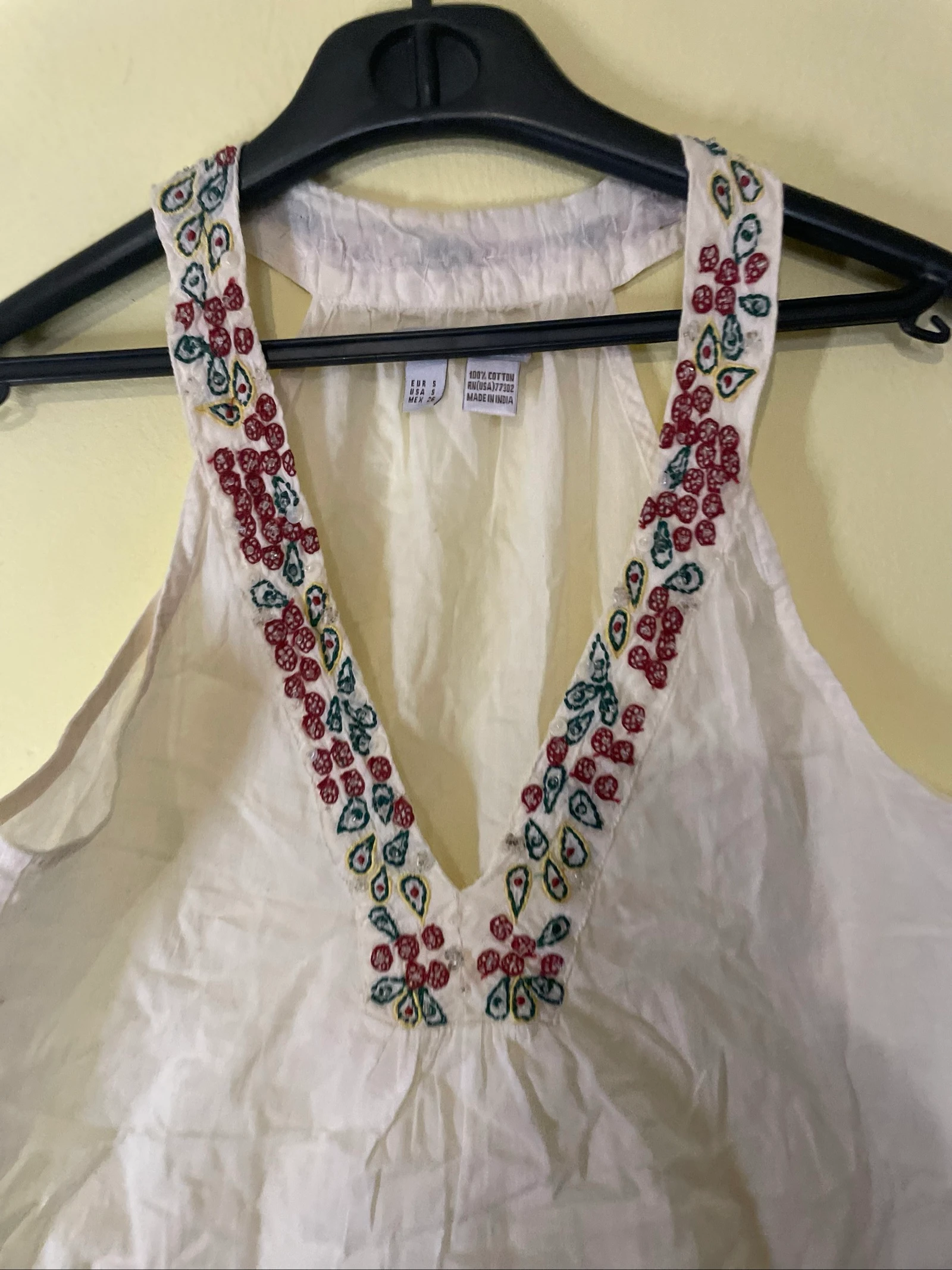 Top branco halter 100% algodão bordado colorido Verão  – photo 2